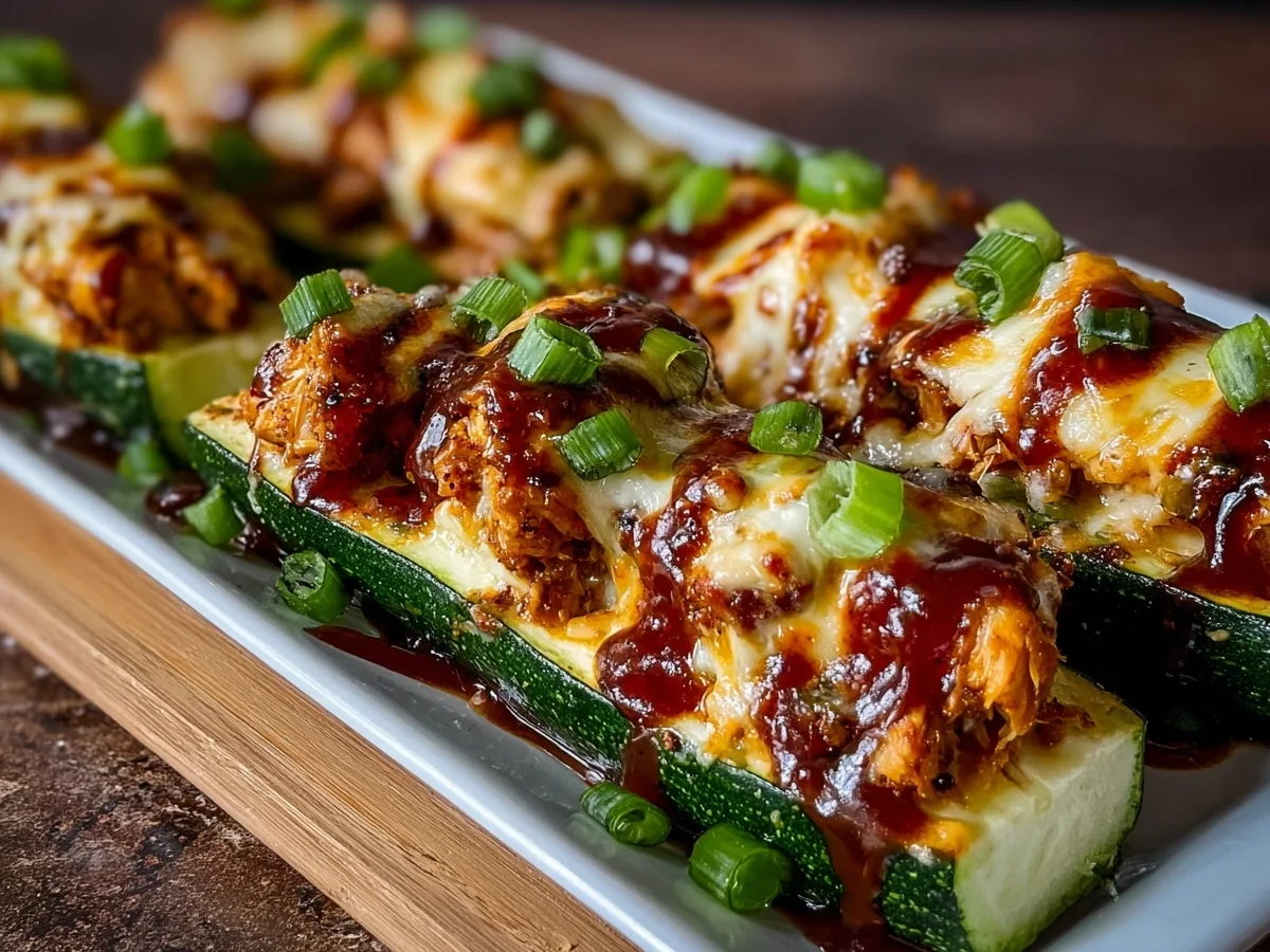 Crispy Sticky BBQ Chicken Zucchini Boats - Image 2