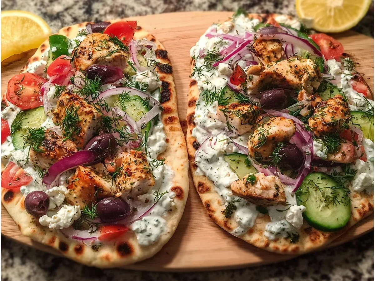 Greek Chicken Flatbread High-Protein Dinner - Image 1