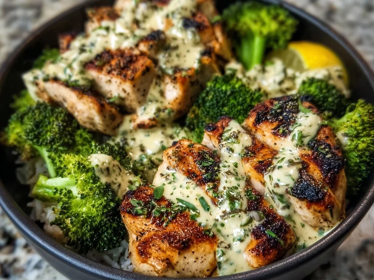 Grilled Chicken Broccoli Bowls with Garlic Sauce - Image 2