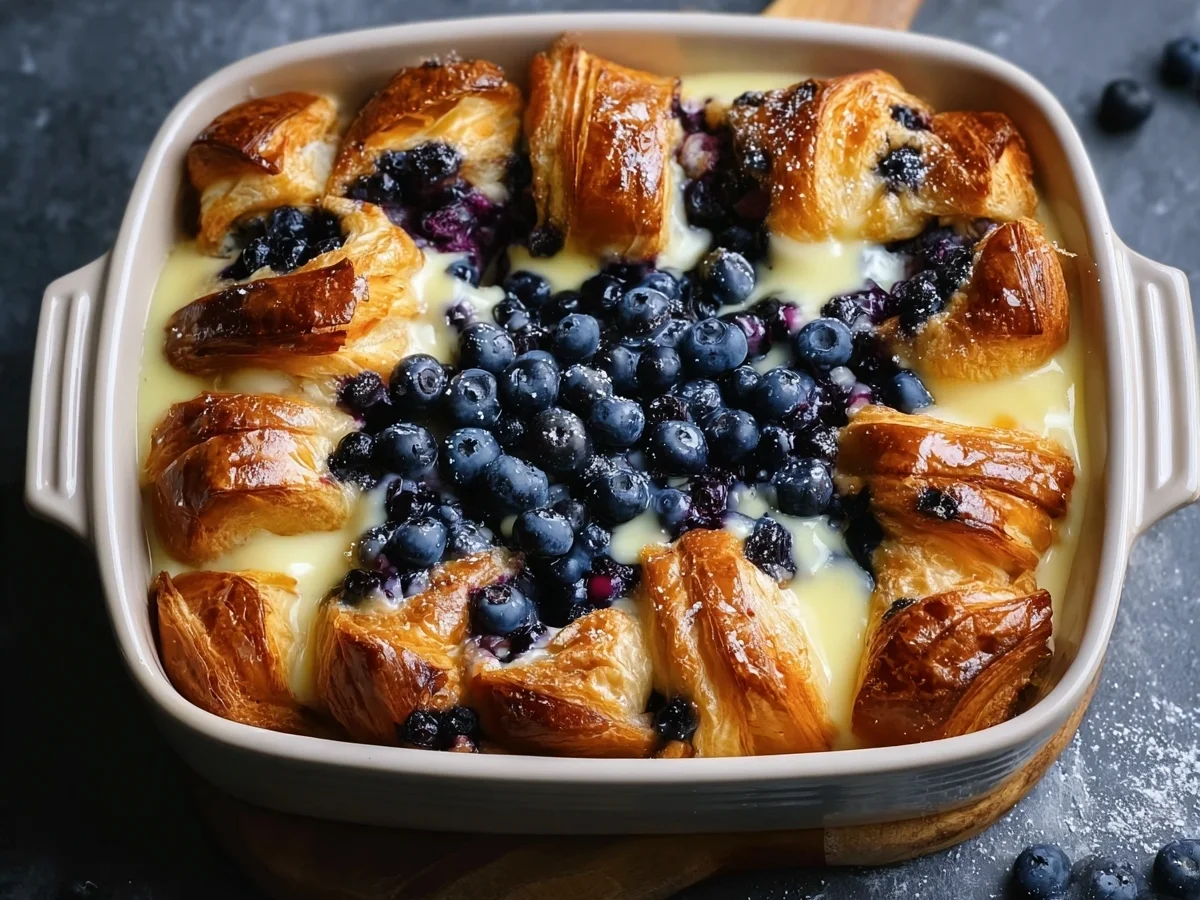 High Protein Blueberry Cream Cheese Croissant Casserole - Image 2