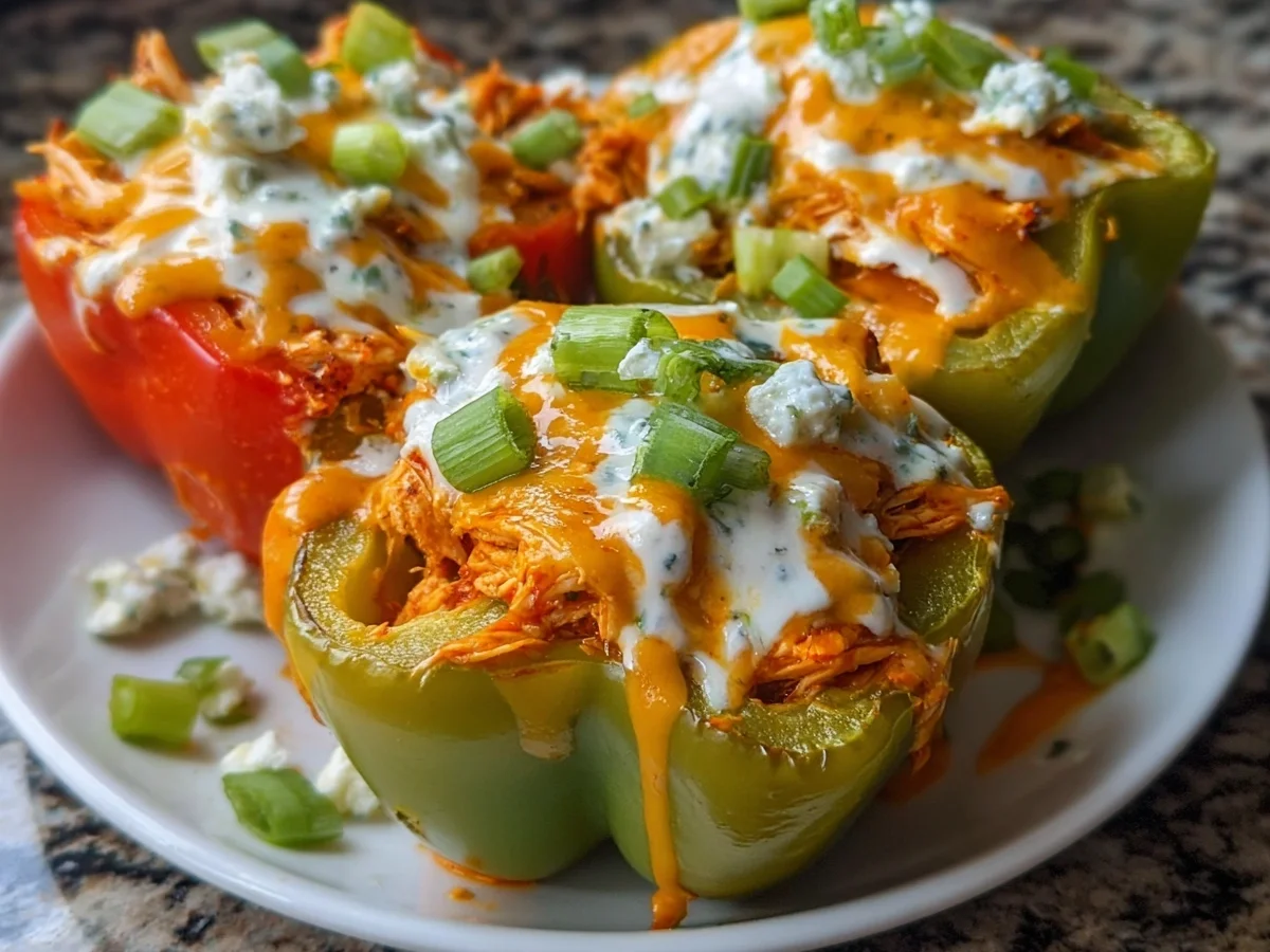 High Protein Buffalo Chicken Stuffed Peppers - Image 1
