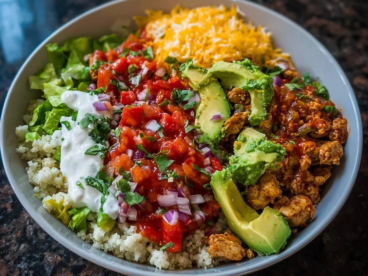 Low Carb Chicken Burrito Bowl | Keto Meal Prep - Image 1