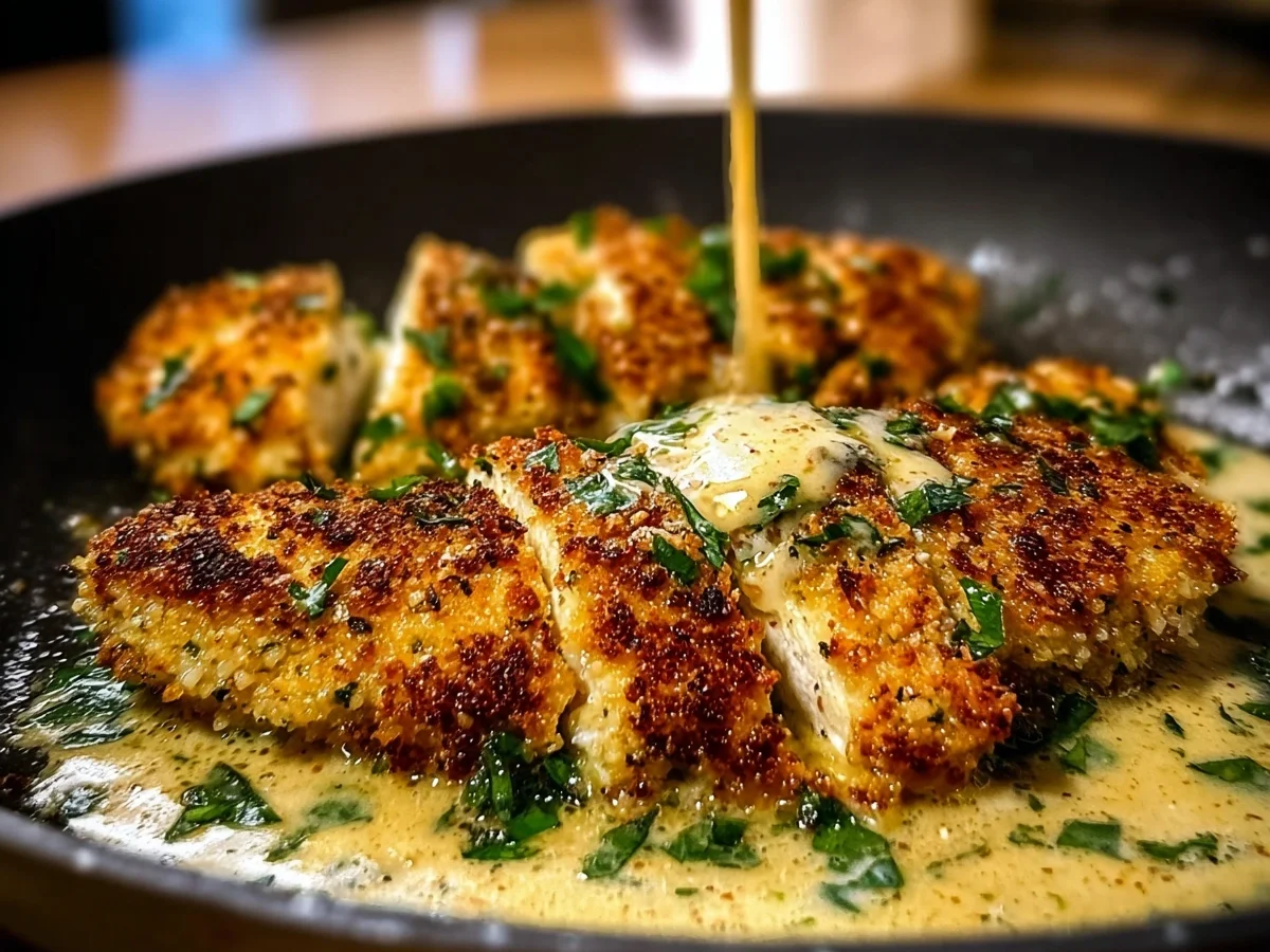 Parmesan Crusted Chicken with Creamy Garlic Sauce - Image 1
