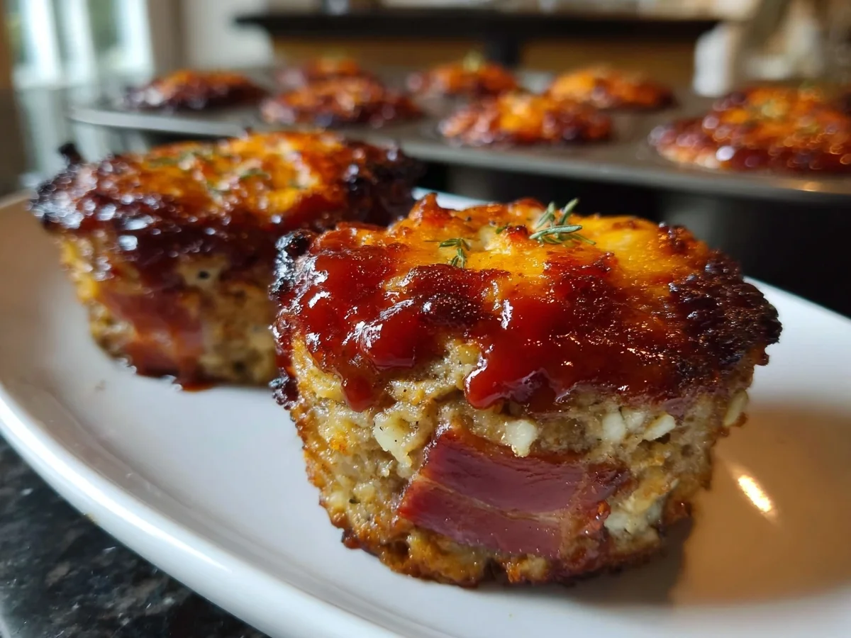 Smoky BBQ Turkey Ham Wrapped Meatloaf Cupcakes - Image 1