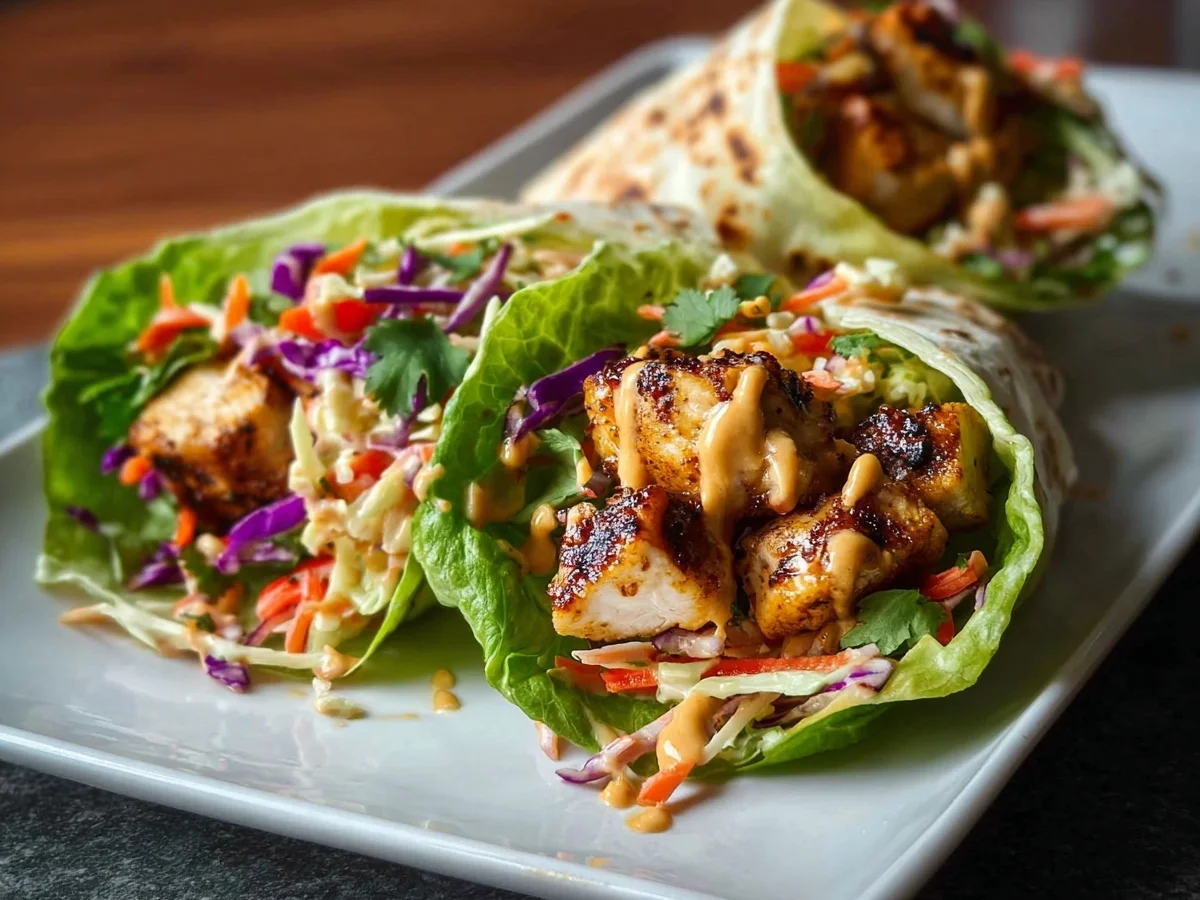 Thai Chicken Wraps with Crispy Slaw & Peanut Sauce - Image 2
