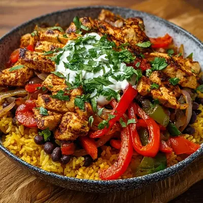 Chicken Fajita Rice Bowls | High Protein
