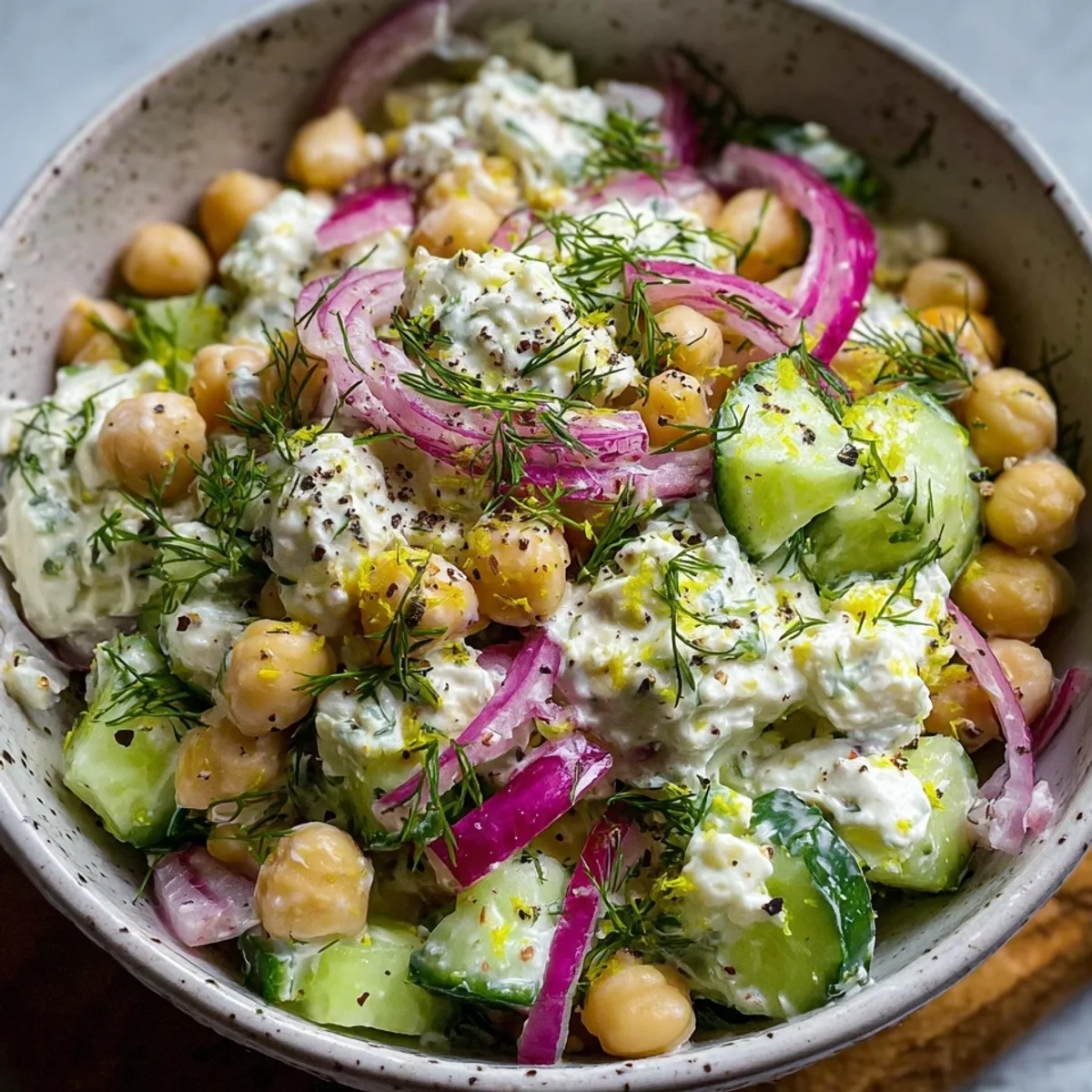 Creamy Cottage Cheese Chickpea Salad