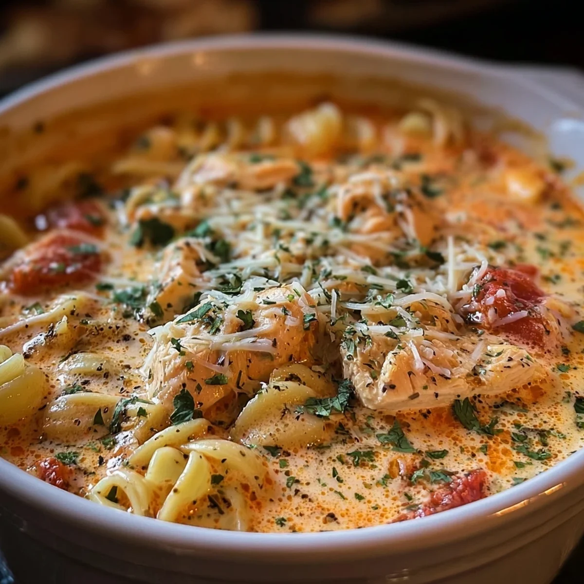 Crockpot Chicken Parmesan Soup