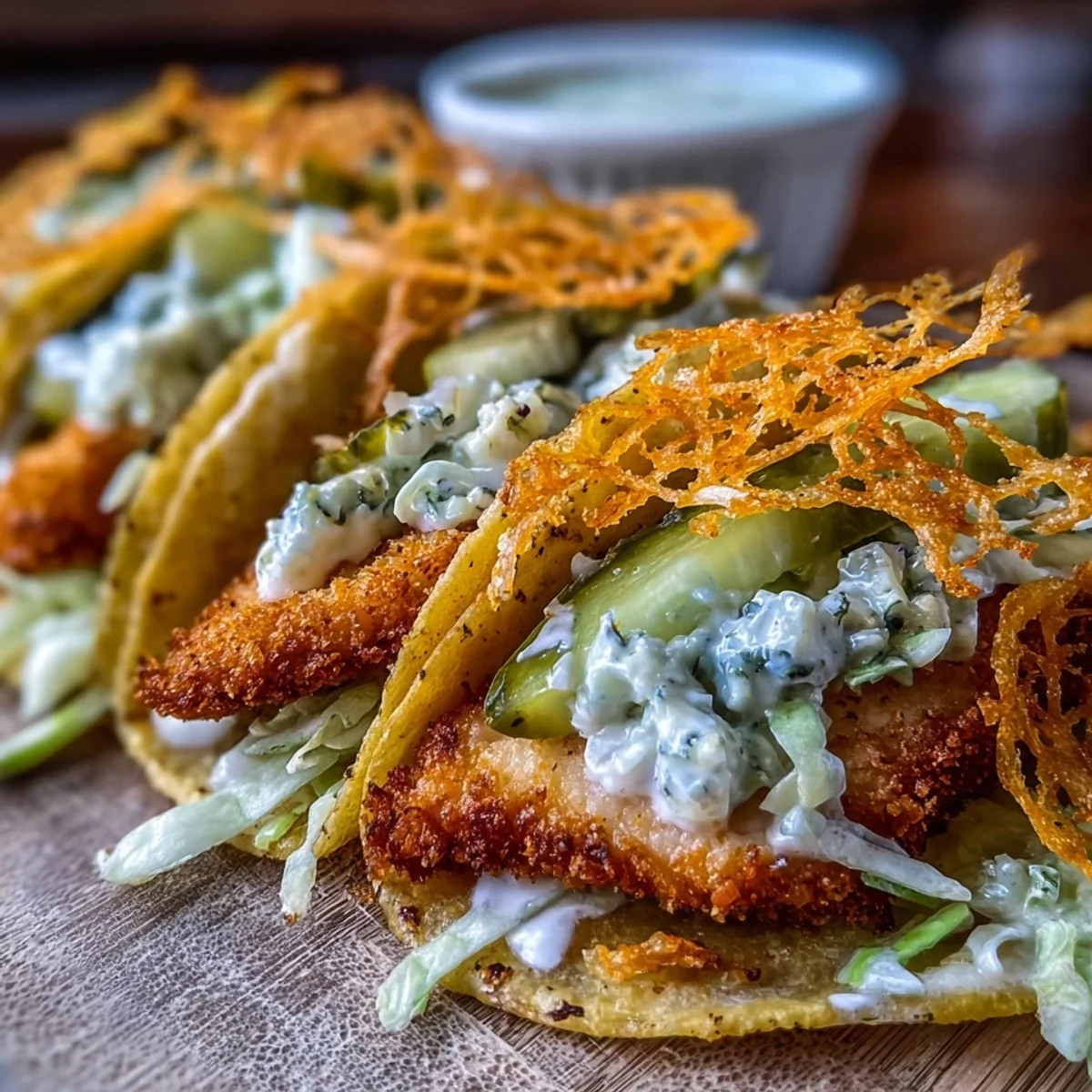 Dill Pickle Ranch Smash Chicken Tacos