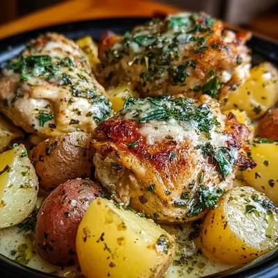 Garlic Parmesan Crockpot Chicken & Potatoes