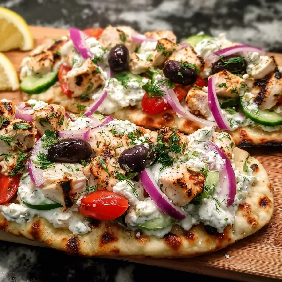 Greek Chicken Flatbread High-Protein Dinner