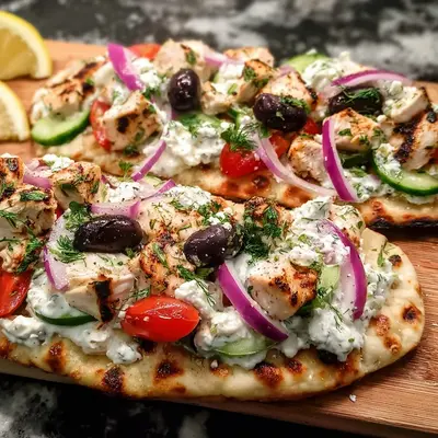 Greek Chicken Flatbread High-Protein Dinner