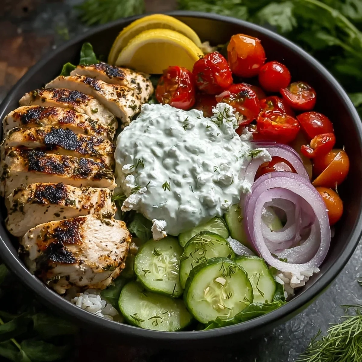 Greek Chicken Tzatziki Bowls for Meal Prep