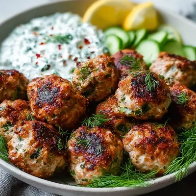 Greek Turkey Meatballs with Tzatziki