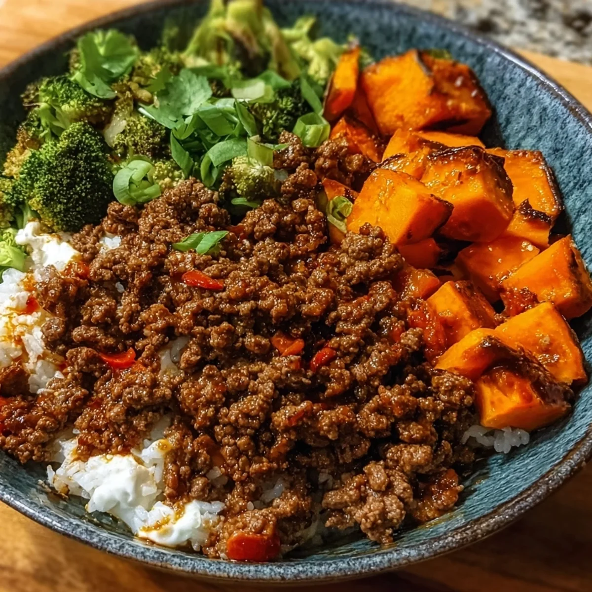 Ground Beef Hot Honey Bowl