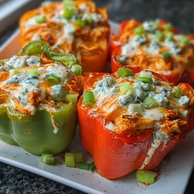 High Protein Buffalo Chicken Stuffed Peppers