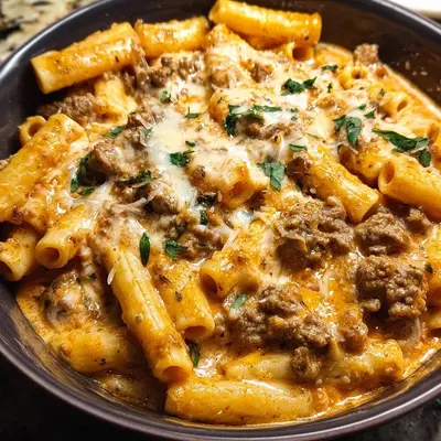 High Protein Creamy Beef Pasta