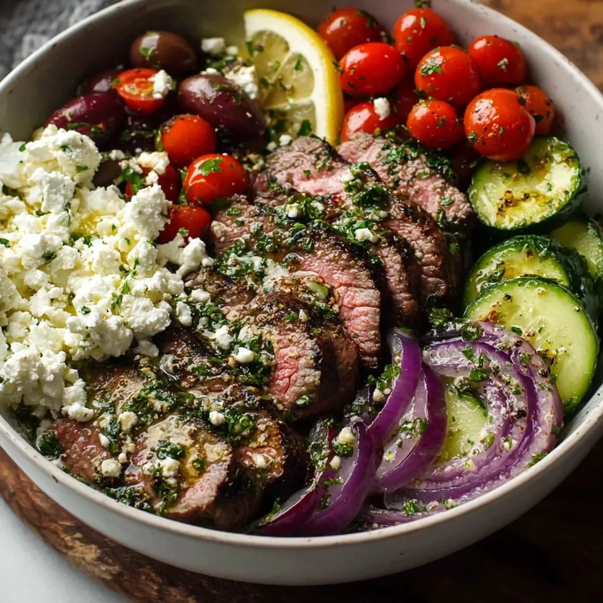 High-Protein Mediterranean Steak Bowls