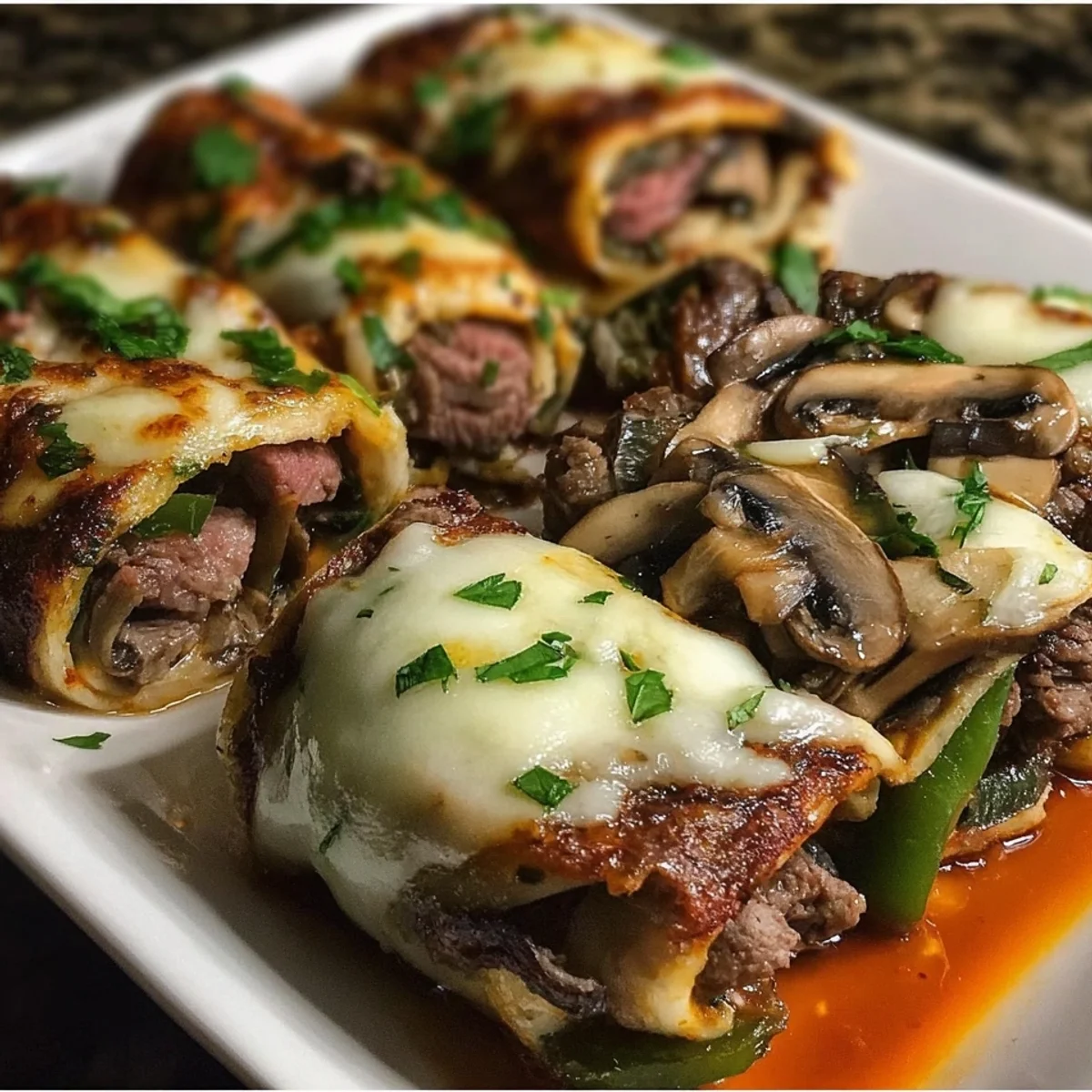 High Protein Philly Cheesesteak Roll-Ups