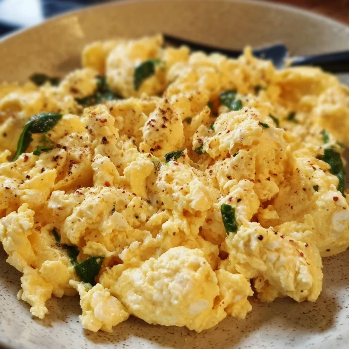 High Protein Scrambled Eggs with Cottage Cheese
