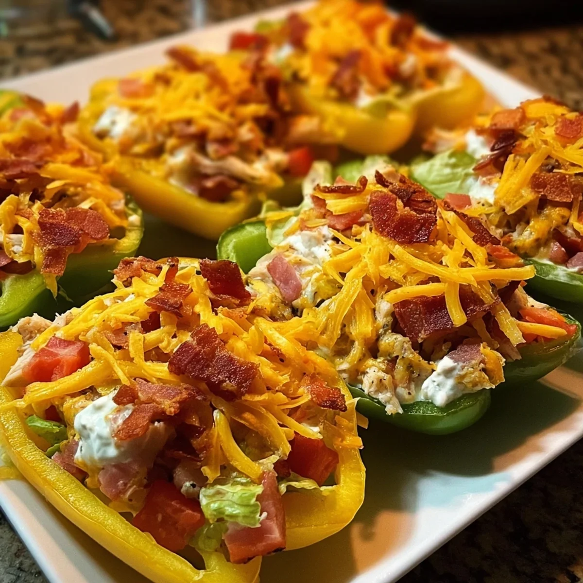 Low-Carb Chicken Turkey Ham Ranch Boats