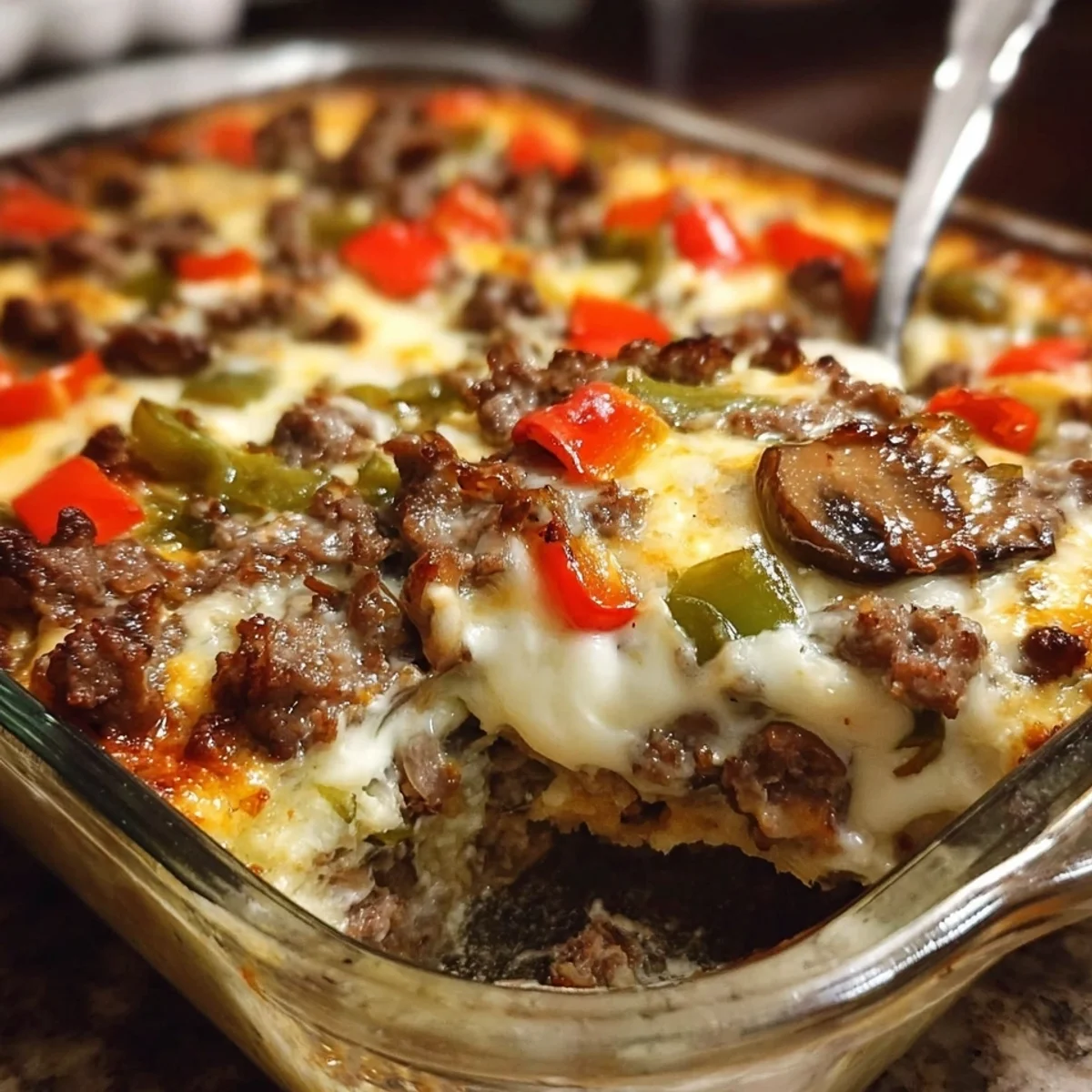 Low Carb Philly Cheesesteak Casserole