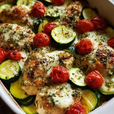 Mediterranean Chicken Zucchini Bake