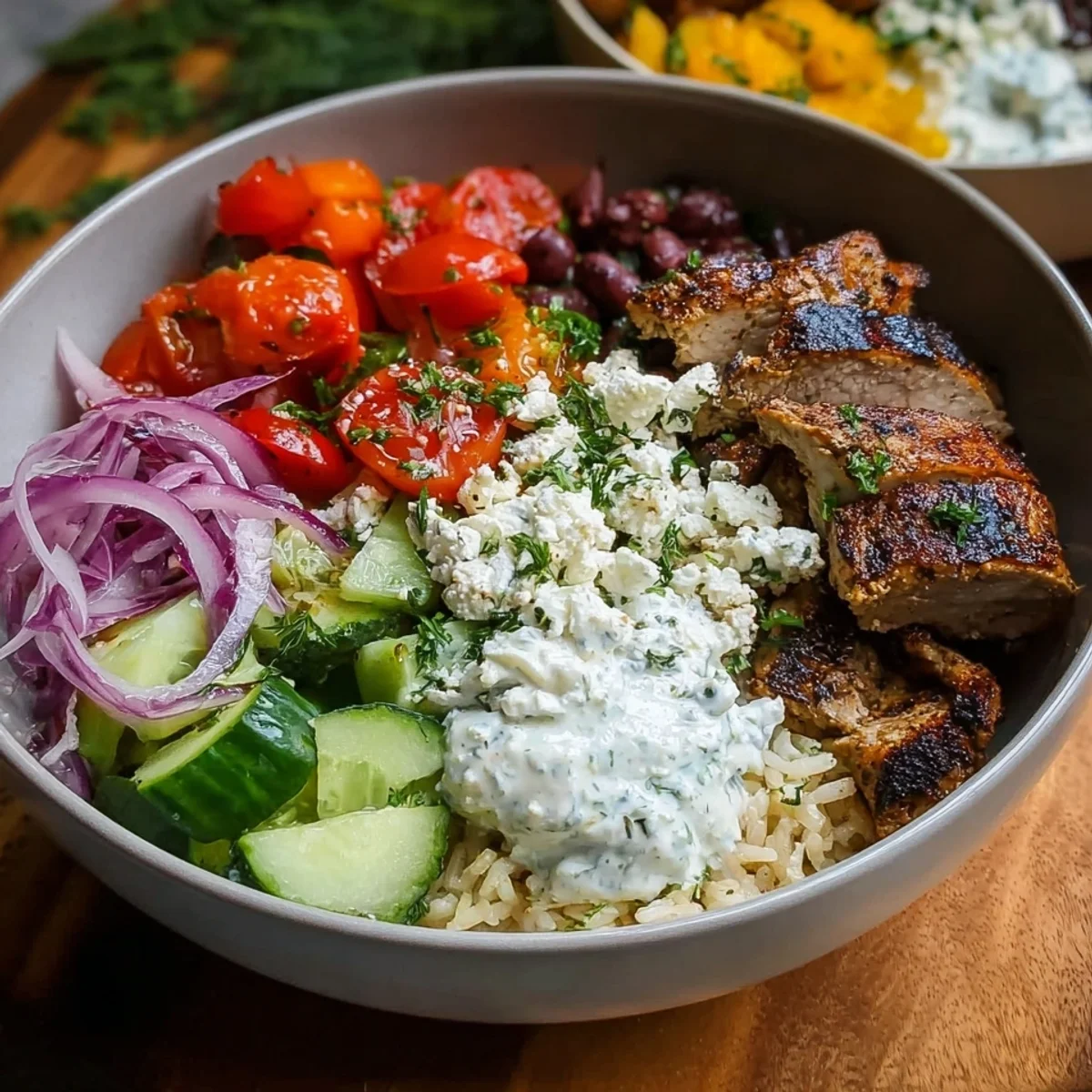 Mediterranean Gyro Bowls with Greek Toppings