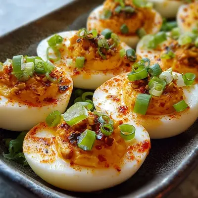 Spicy Chili Garlic Deviled Eggs