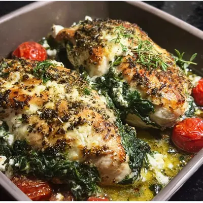 Spinach Feta Baked Chicken One-Pan Recipe
