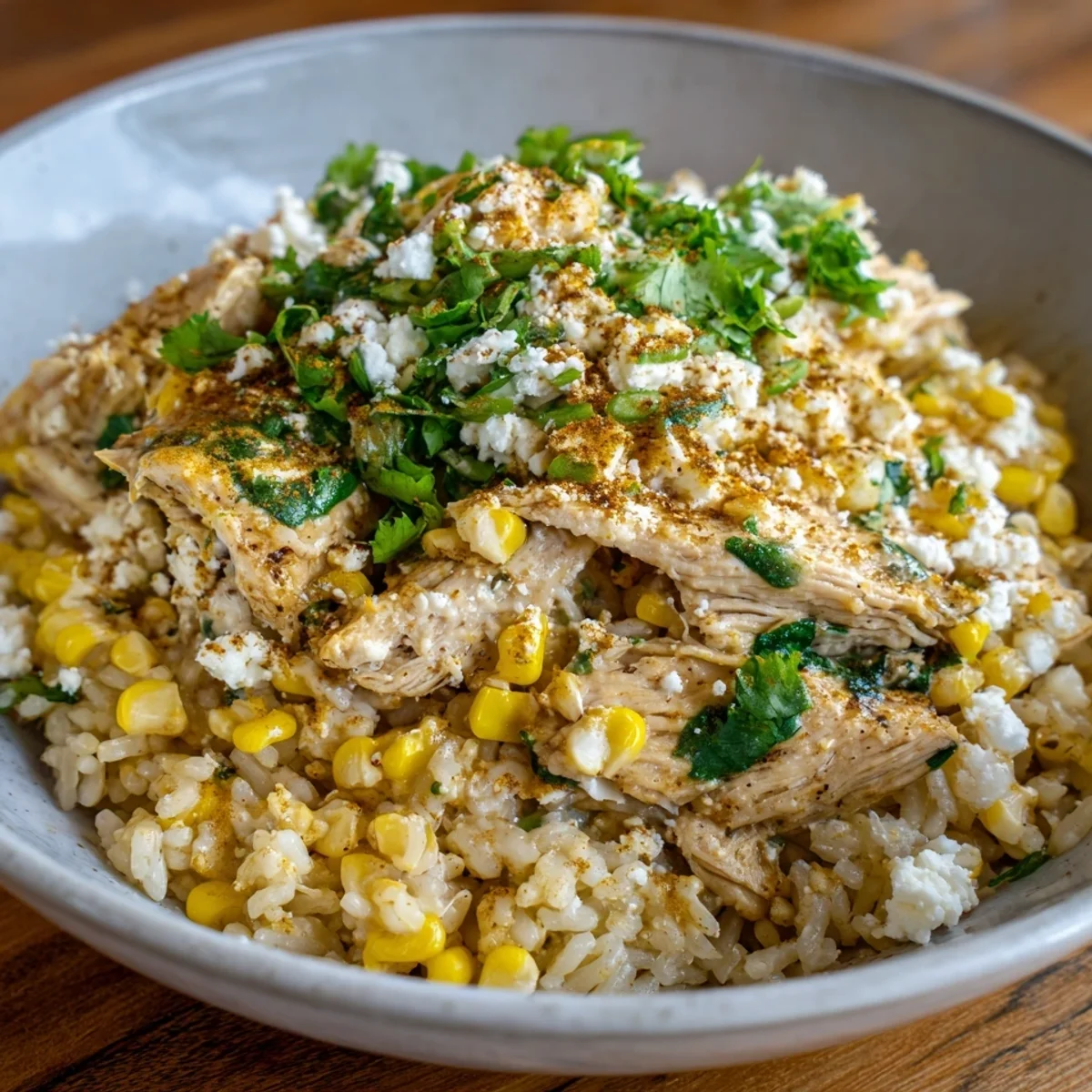 Street Corn Chicken Rice Bowl