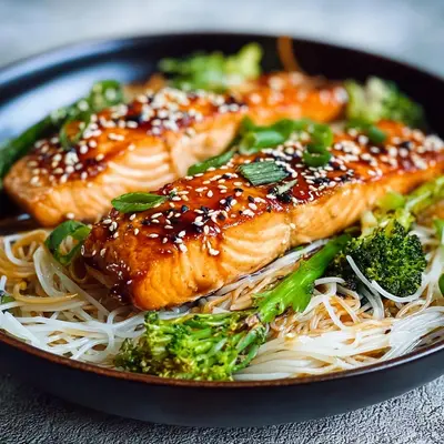 Teriyaki Salmon with Rice Noodles