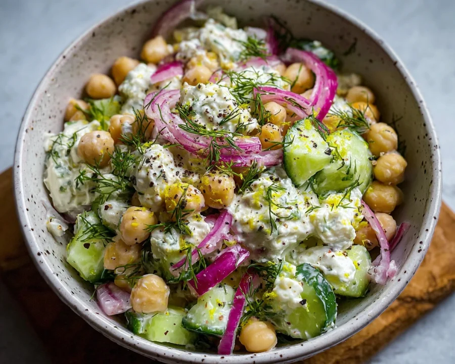 Creamy Cottage Cheese Chickpea Salad