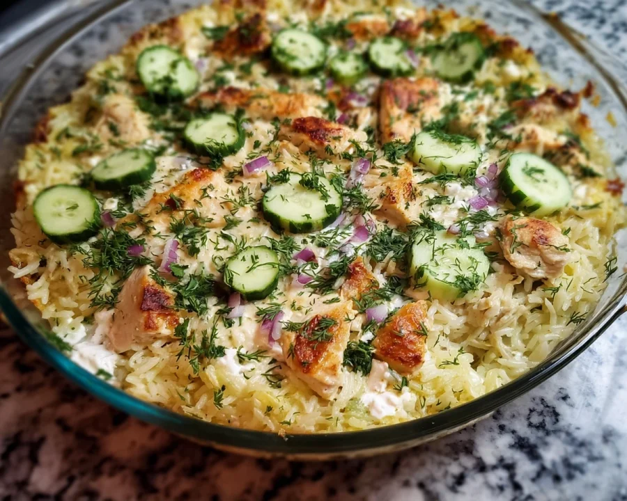 Dump and Bake Chicken Tzatziki Casserole