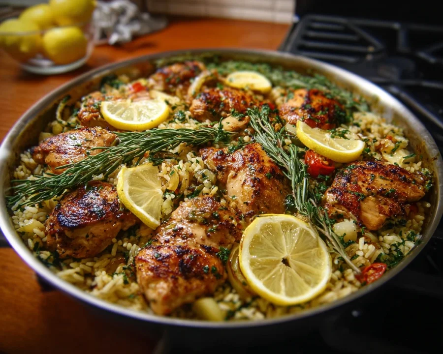 Greek Chicken Lemon Rice One-Pot Meal