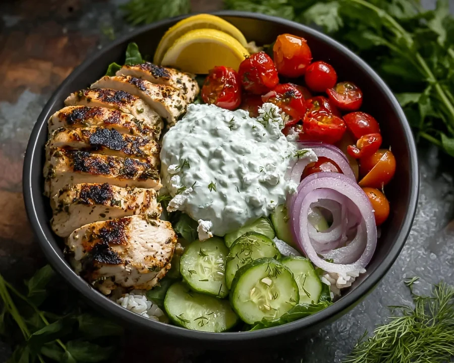 Greek Chicken Tzatziki Bowls for Meal Prep