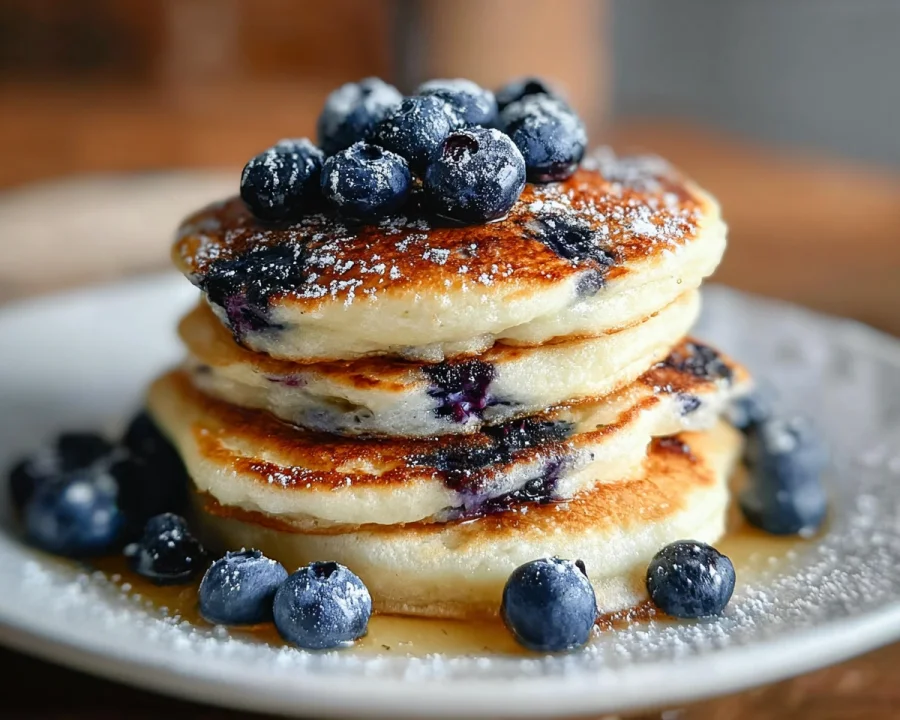 Greek Yogurt Pancakes with Blueberries