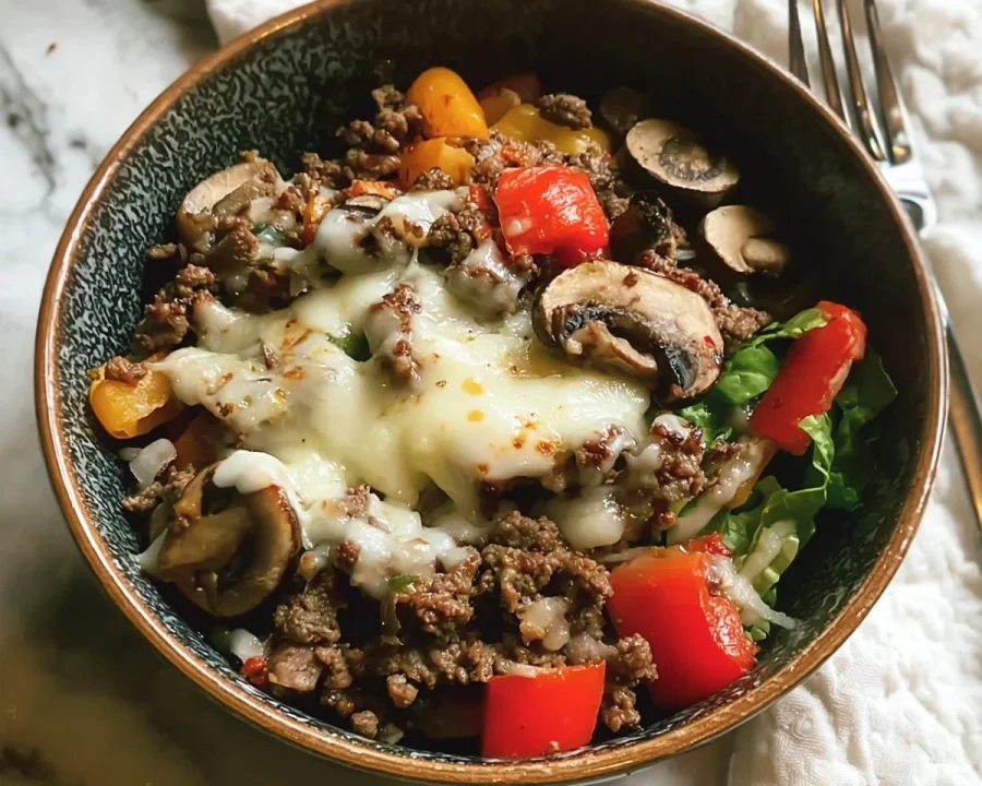 Ground Beef Philly Cheesesteak Bowl
