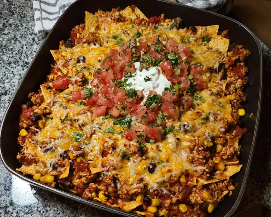 Ground Chicken Taco Casserole One-Pan Dinner