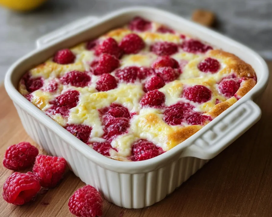 Lemon Raspberry Cottage Cheese Bake