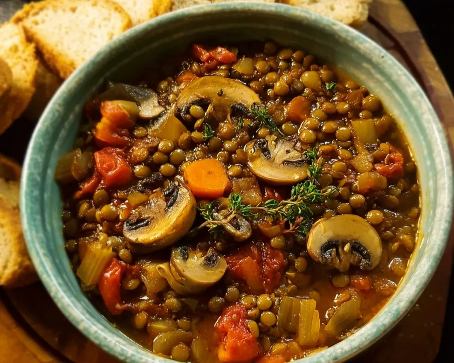 Lentil Mushroom Stew (Hearty Vegan)