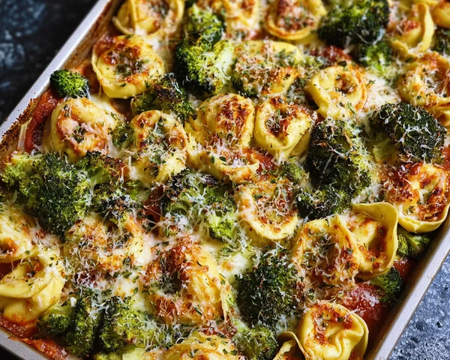 Sheet Pan Broccoli Tortellini Bake