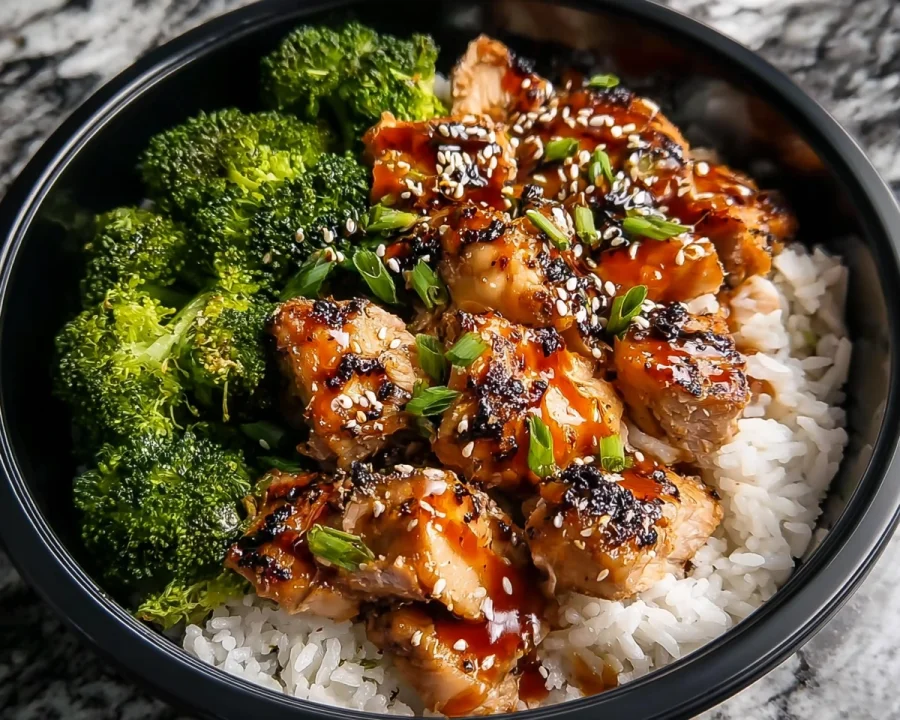 Sticky Chicken Rice Bowls for Meal Prep
