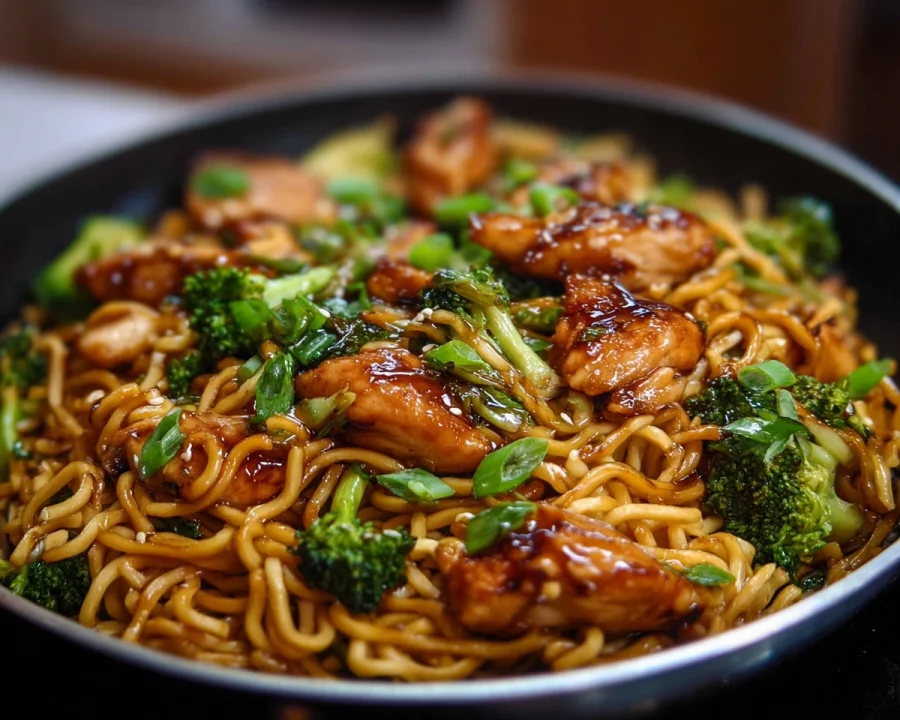 Sticky Garlic Chicken Noodles