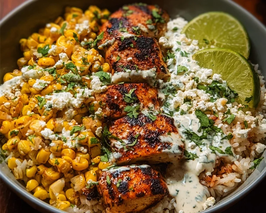 Street Corn Chicken Rice Bowl High Protein