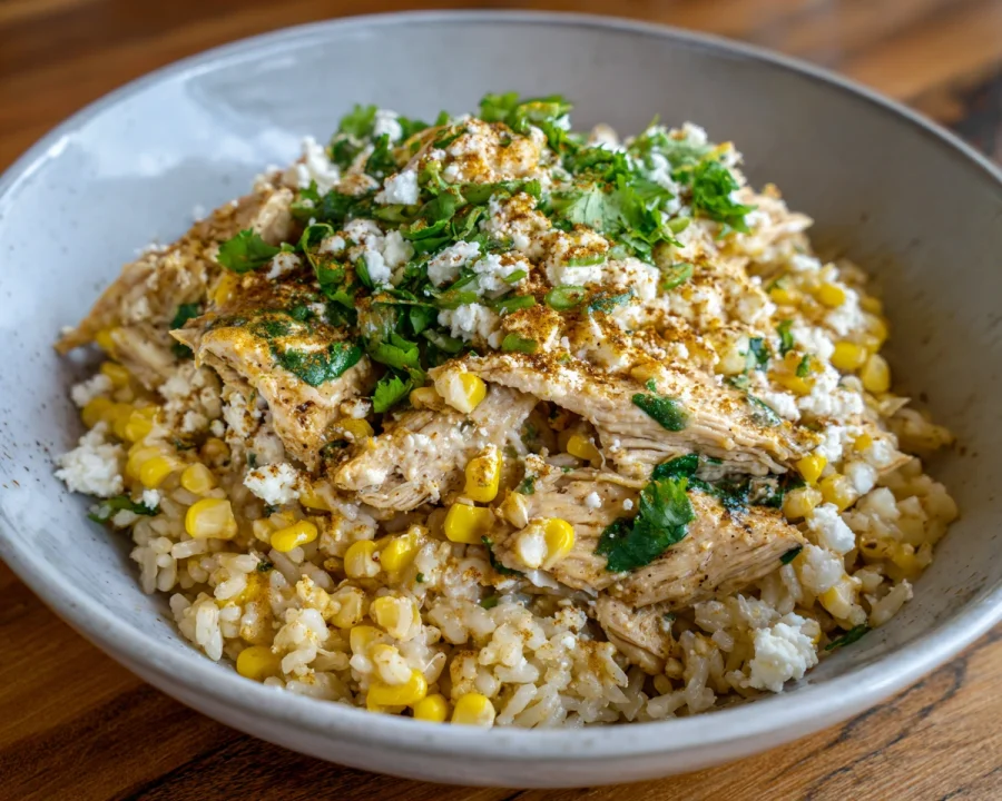 Street Corn Chicken Rice Bowl