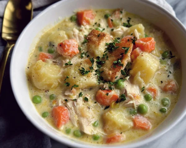 Creamy Chicken Pot Pie Soup - High Protein