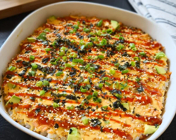 Creamy Salmon Sushi Bake