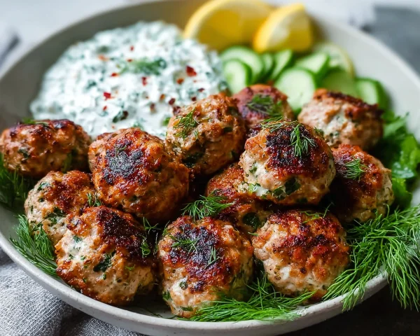 Greek Turkey Meatballs with Tzatziki