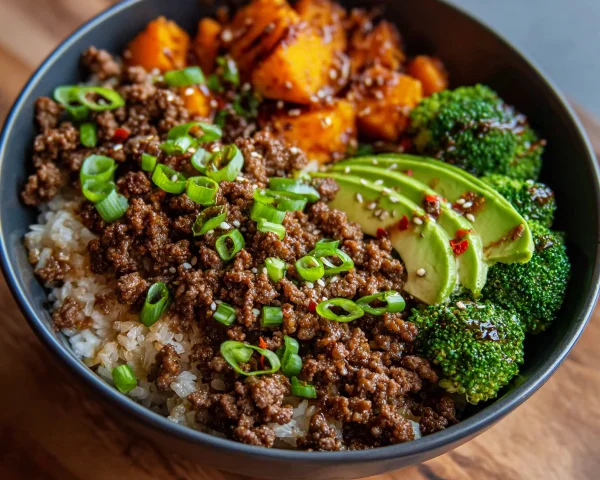 Ground Beef Hot Honey Bowl for Meal Prep